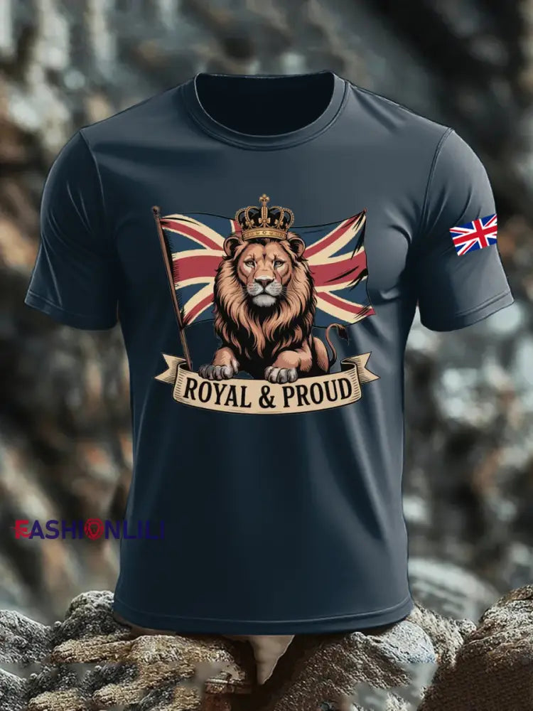 Men’s UK Flag Printed T-shirt Navy Blue / S