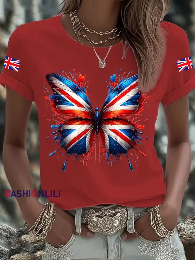 Men’s UK Flag Printed T shirt Red / S