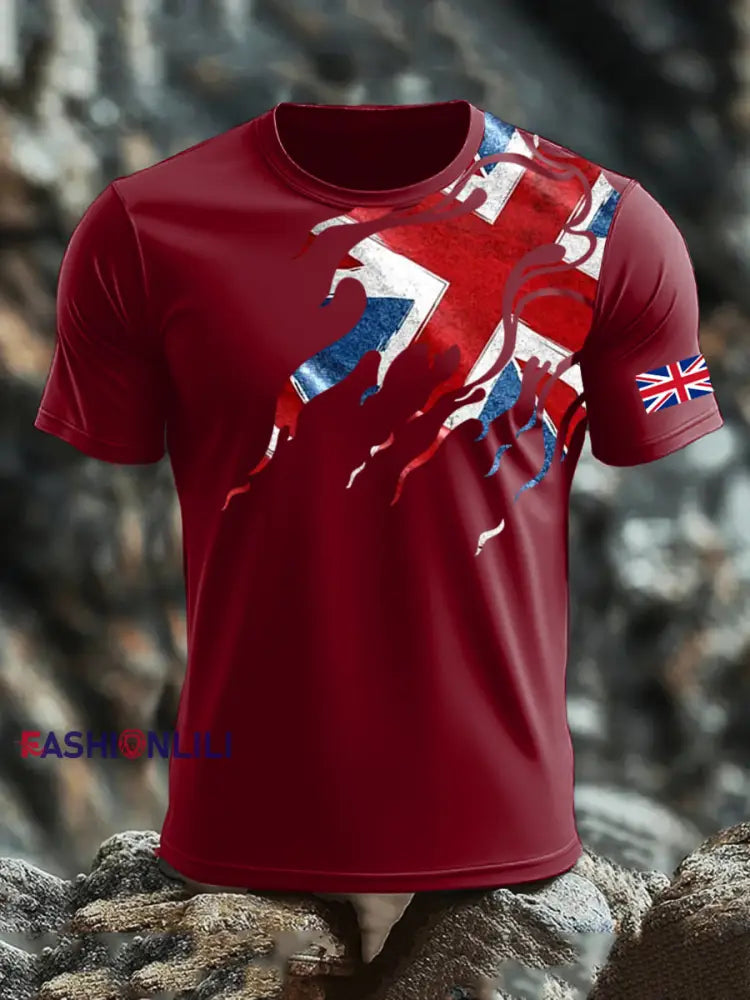 Men’s UK Flag Printed T-shirt Red / S