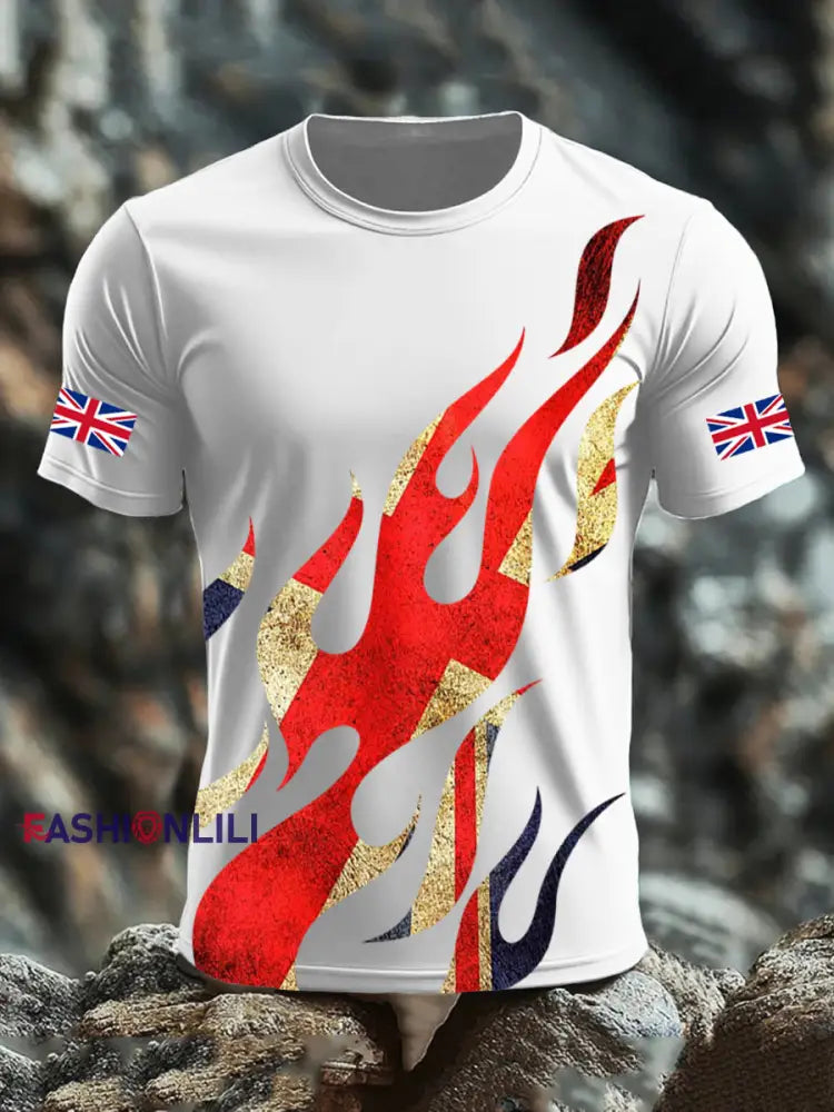Men’s UK Flag Printed T-shirt White / S