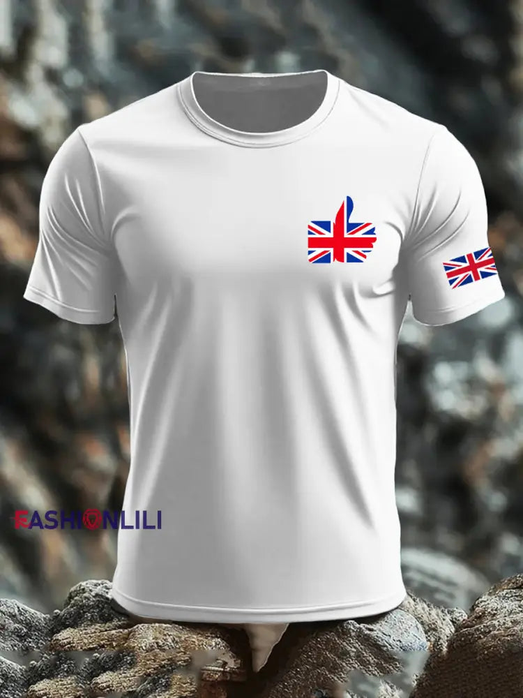 Men’s UK Flag Printed T-shirt White / S