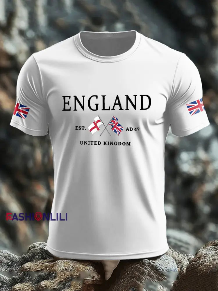 Men’s UK Flag Printed T-shirt White / S
