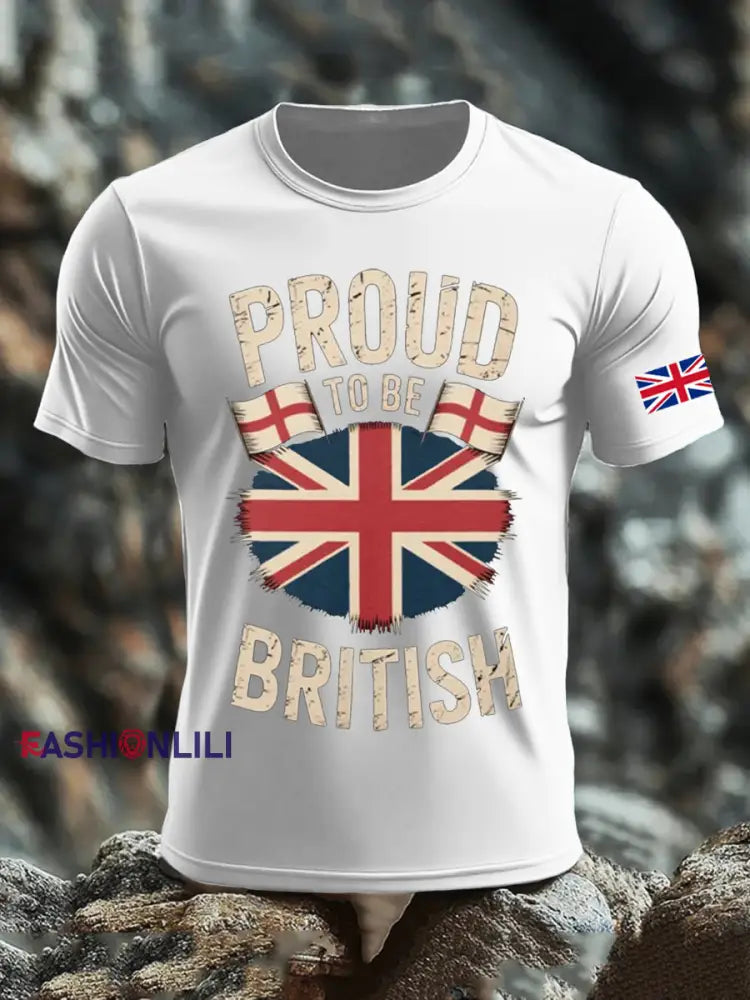 Men’s UK Flag Printed T-shirt White / S