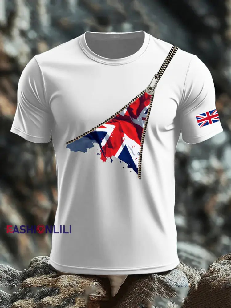 Men’s UK Flag Printed T shirt White / S
