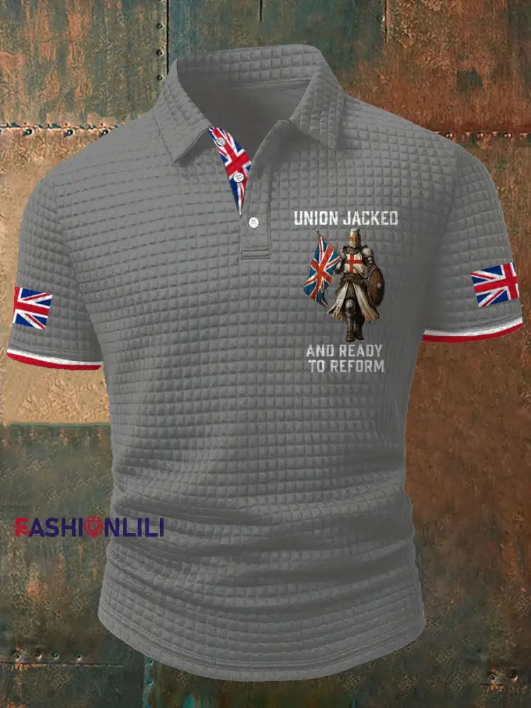 Men’s UK Flag Ready To Reform Printed Casual Tops Light Gray / S