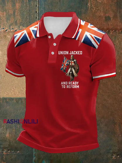 Men’s UK Flag Ready To Reform Printed Casual Tops Red / S