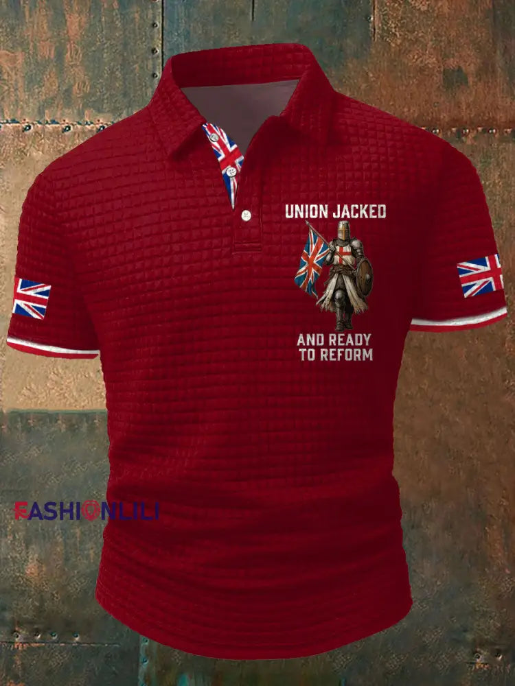 Men’s UK Flag Ready To Reform Printed Casual Tops Red / S