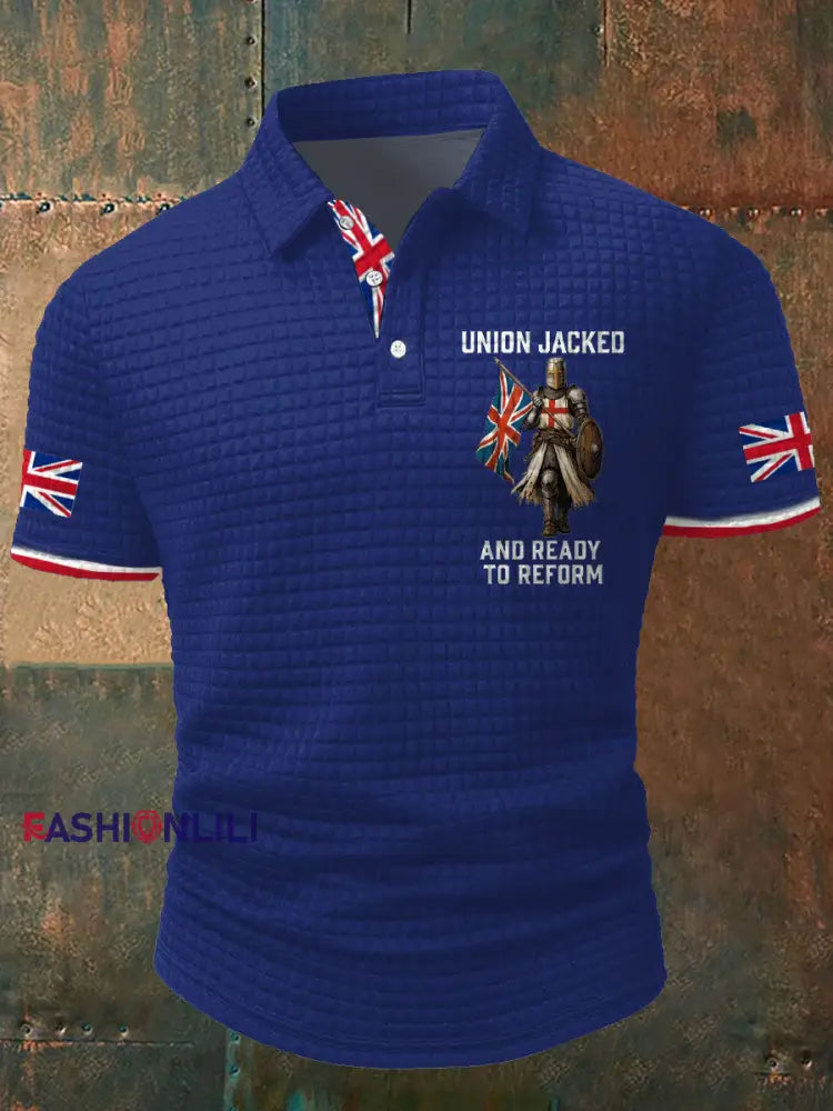 Men’s UK Flag Ready To Reform Printed Casual Tops Royal Blue / S