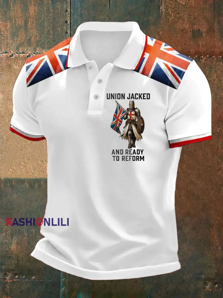 Men’s UK Flag Ready To Reform Printed Casual Tops White / S