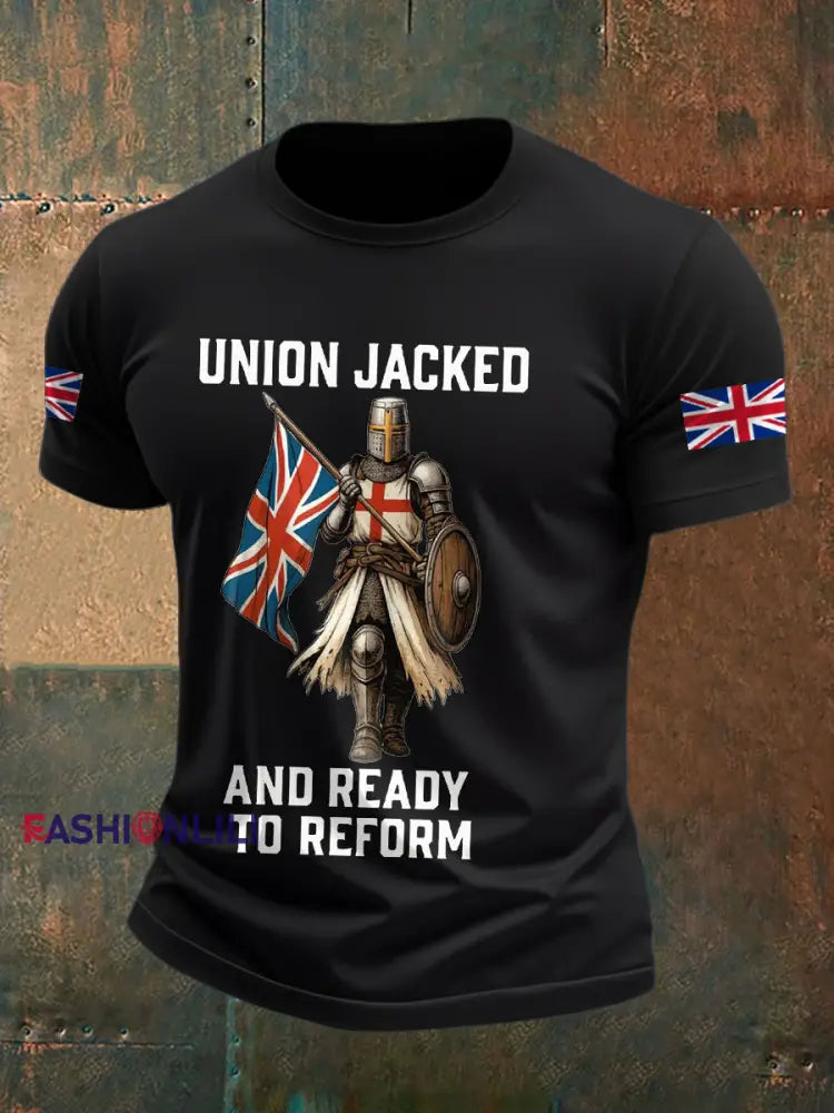 Men’s UK Flag Reform Printed T shirt Black / S