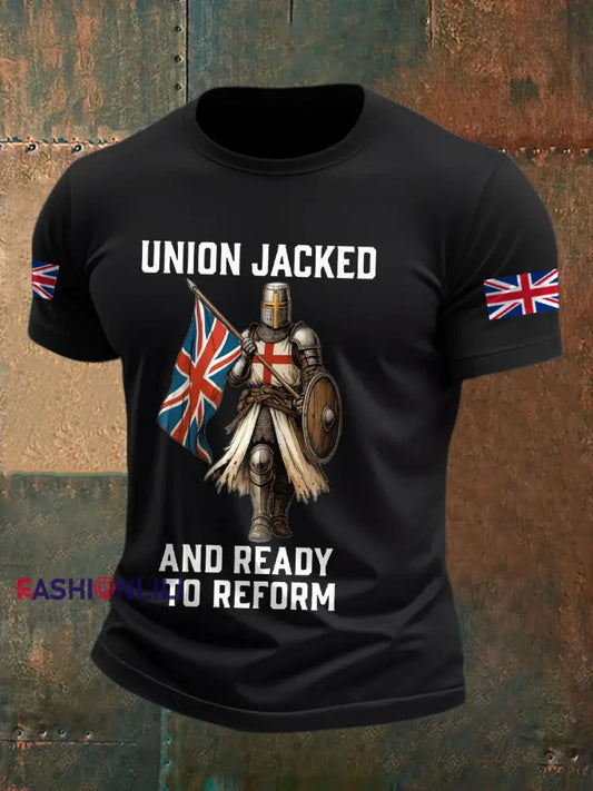 Men’s UK Flag Reform Printed T shirt Black / S