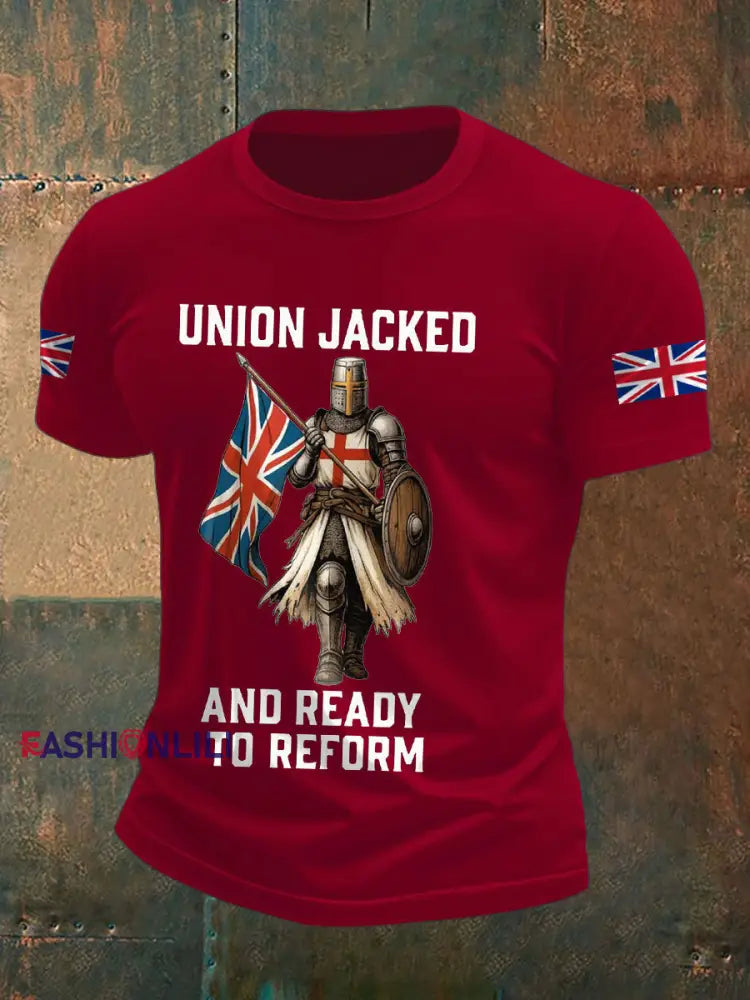 Men’s UK Flag Reform Printed T shirt Deep Red / S