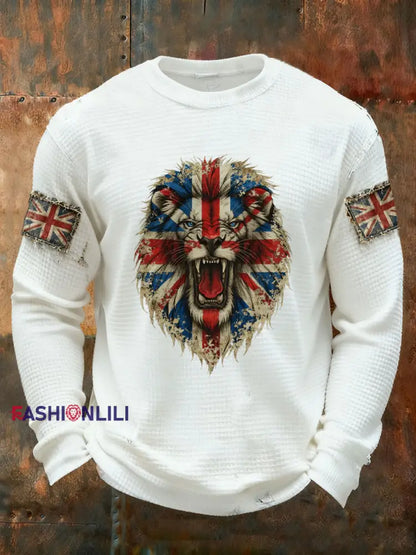 Men’s UK Flag Waffle Long Sleeve T-Shirt White / S