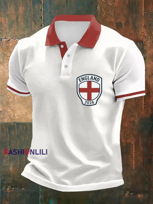 Men’s UK Football Lover 2026 England Printed polo shirt White / S