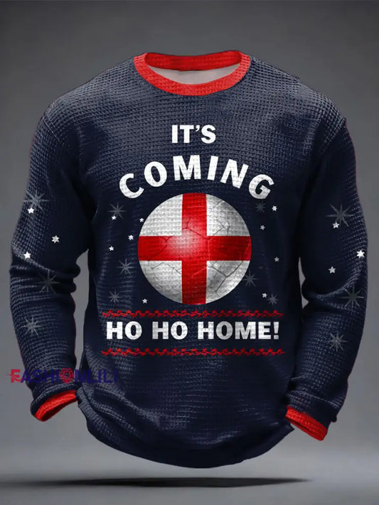 Men’s ’UK Football Lover Christmas Printed Waffle Tops As picture / S