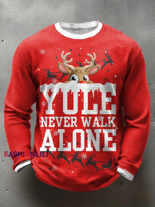 Men’s UK Football Lover Christmas Printed Waffle Tops Red / S