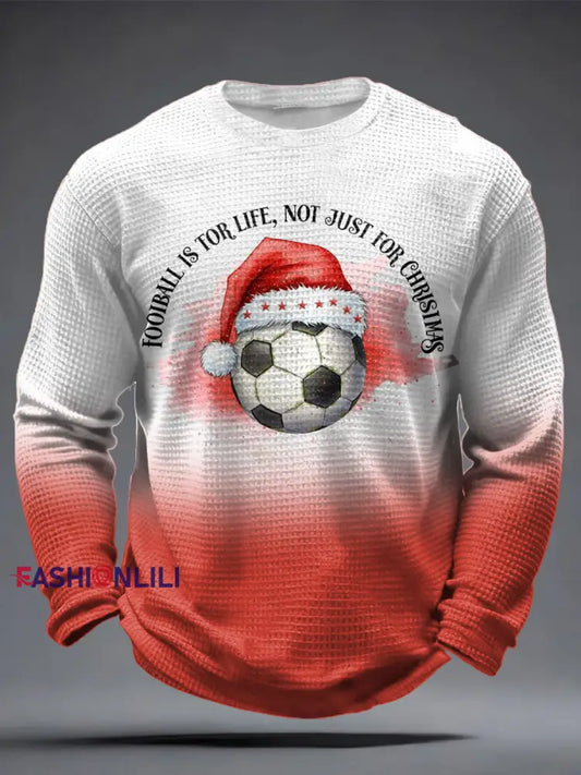 Men’s ’UK Football Lover Christmas Printed Waffle Tops Red / S