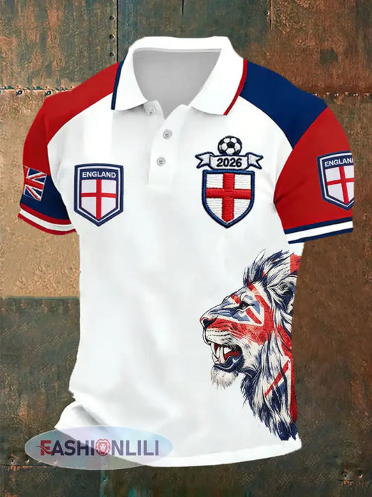 Men’s UK Football Lover England Printed polo shirt - As picture / S