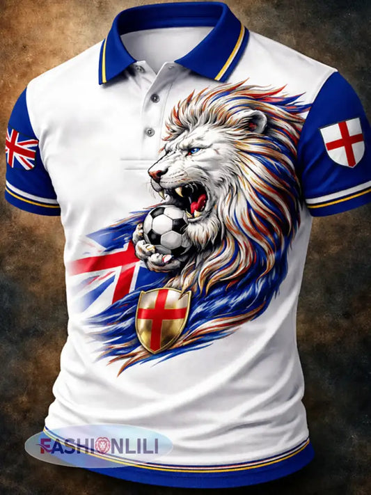 Men’s UK Football Lover England Printed polo shirt - As picture / S