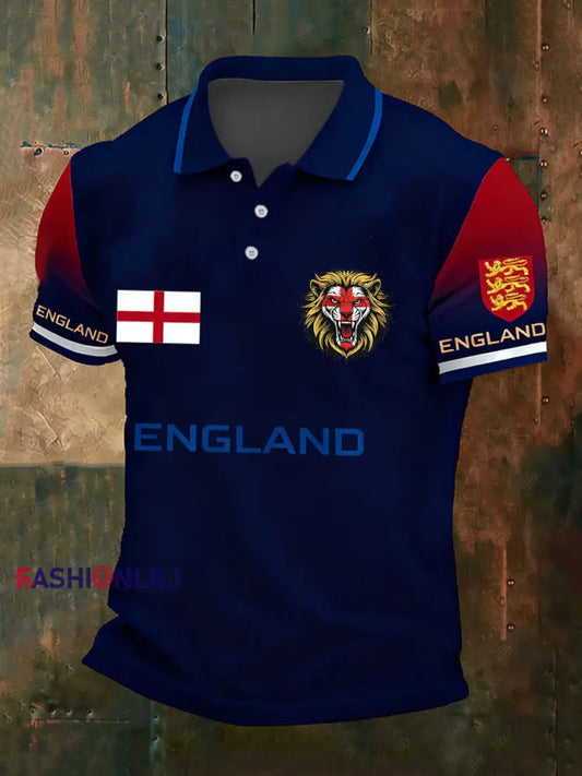 Men’s UK Football Lover England Printed polo shirt As picture / S