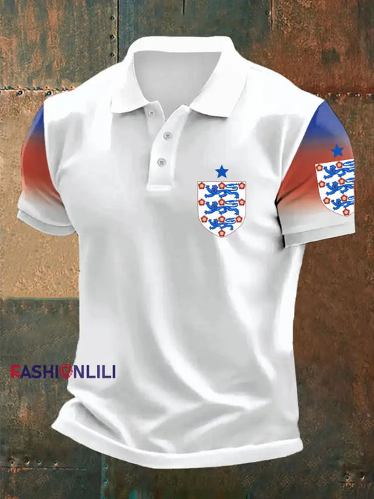 Men’s UK Football Lover England Printed polo shirt White / S