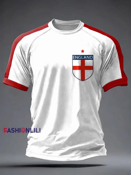 Men’s UK Football Lover England Printed short sleeve t-shirt White / S