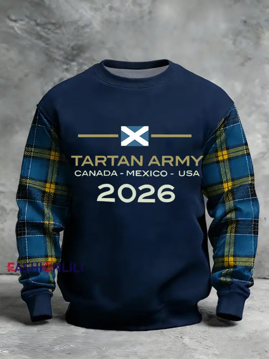 Men’s UK Football Lover Scotland 2026 Printed Crew Neck Sweatshirt Navy Blue / S