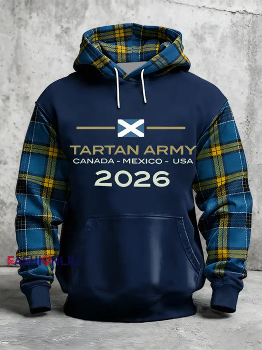 Men’s UK Football Lover Scotland 2026 Printed Oversized Drop-Shoulder Hoodie with Pockets Navy Blue / S