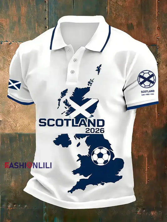Men’s UK Football Lover Scotland 2026 Printed polo shirt White / S