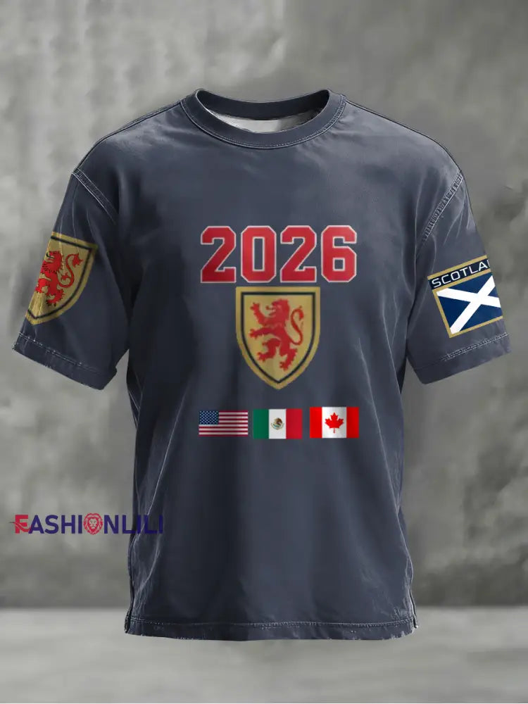 Men’s UK Football Lover Scotland 2026 Printed short sleeves t-shirt Navy Blue / S