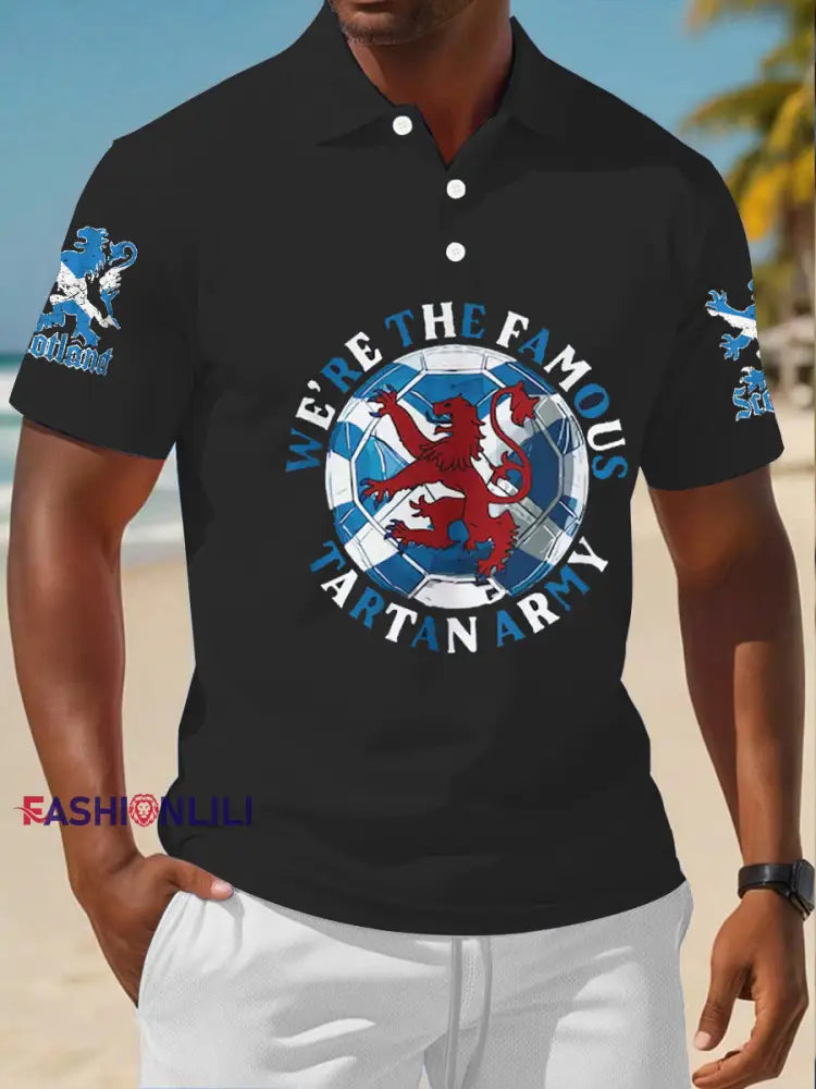 Men’s UK Football Lover Scotland polo shirt Black / S