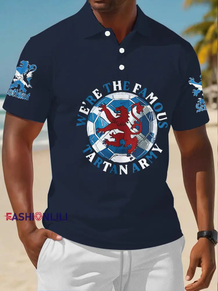 Men’s UK Football Lover Scotland polo shirt Navy Blue / S