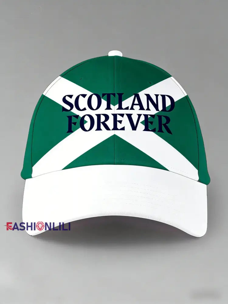 Men’s UK Football Lover Scotland Printed Casual Hat Green / ONE