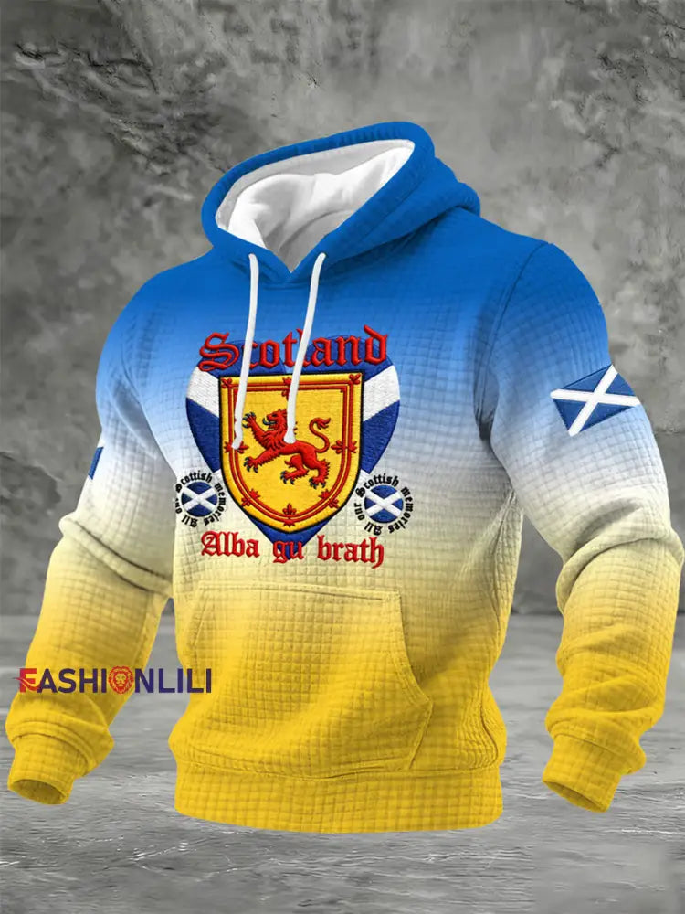 Men’s UK Football Lover Scotland Printed Checkered Cotton Hoodie As picture / S