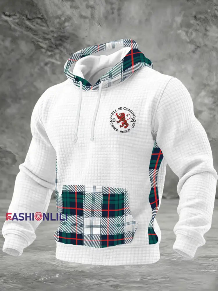 Men’s UK Football Lover Scotland Printed Checkered Cotton Hoodie White / S