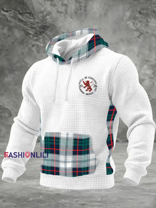 Men’s UK Football Lover Scotland Printed Checkered Cotton Hoodie White / S