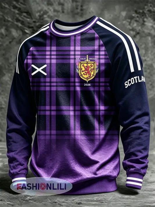 Men’s UK Football Lover Scotland Printed Crew Neck Sweatshirt - Purple / S