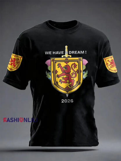 Men’s UK Football Lover Scotland Printed imitation cotton short-sleeved T-shirt Black / S