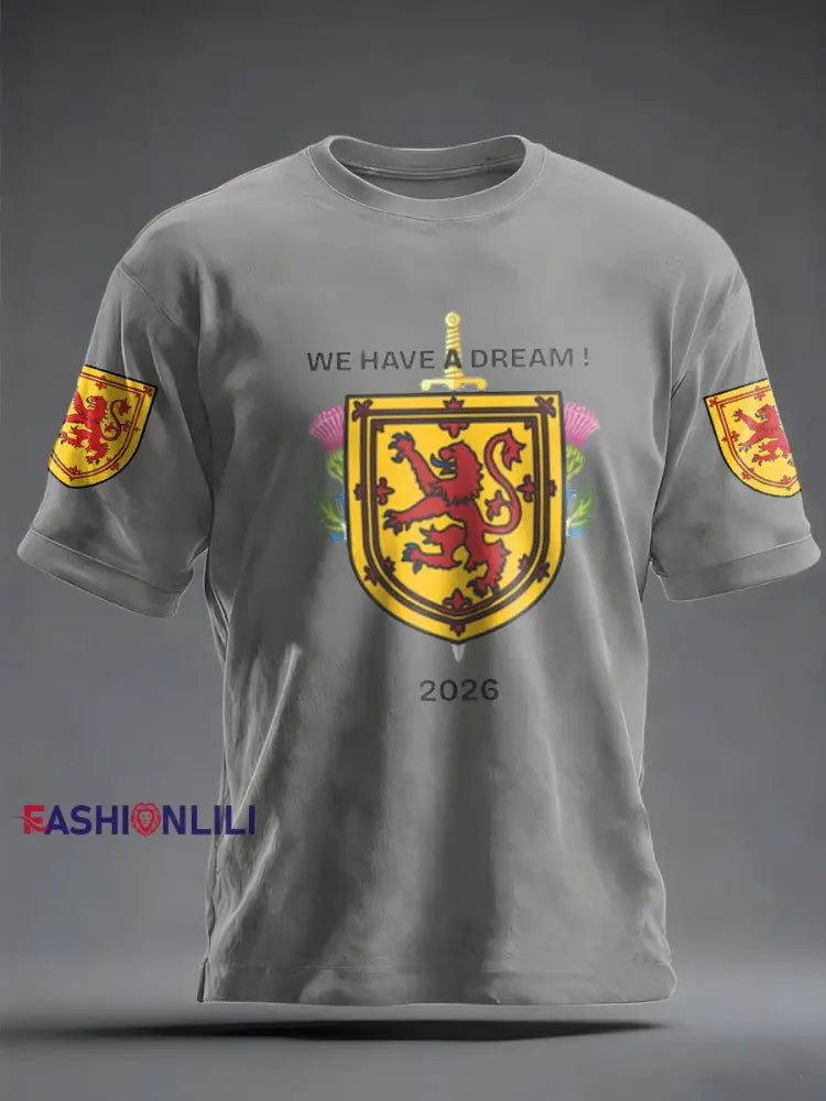 Men’s UK Football Lover Scotland Printed imitation cotton short-sleeved T-shirt Light Gray / S