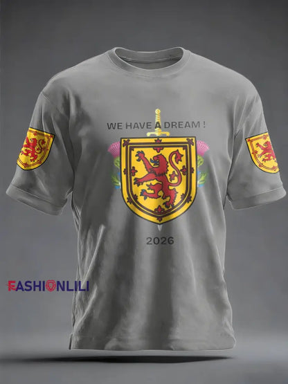 Men’s UK Football Lover Scotland Printed imitation cotton short-sleeved T-shirt Light Gray / S