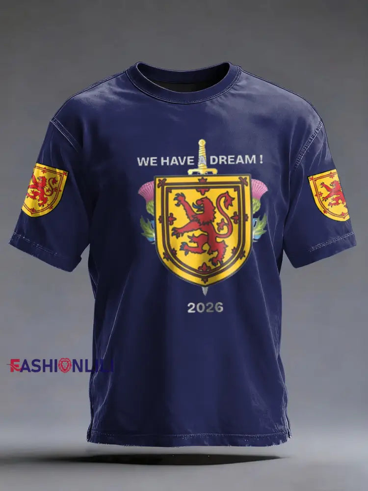 Men’s UK Football Lover Scotland Printed imitation cotton short-sleeved T-shirt Navy Blue / S