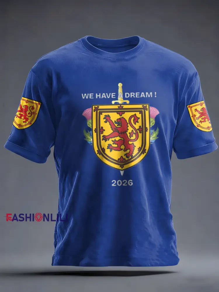 Men’s UK Football Lover Scotland Printed imitation cotton short-sleeved T-shirt Royal Blue / S