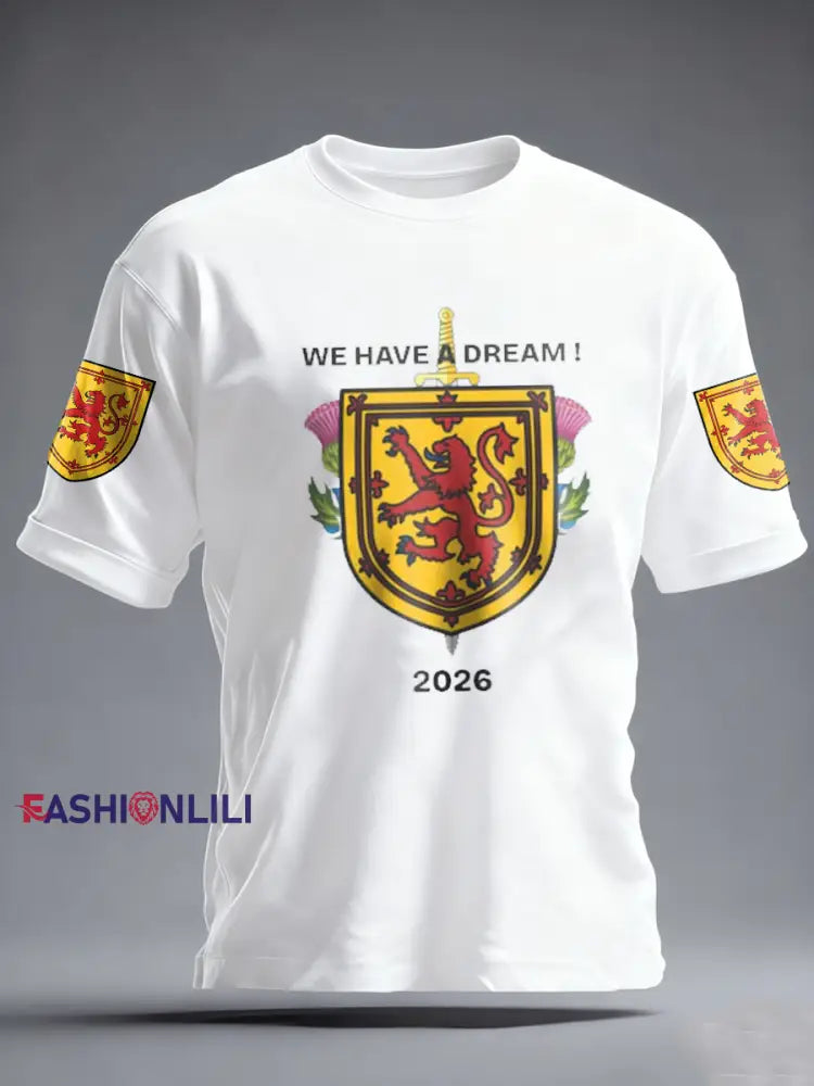 Men’s UK Football Lover Scotland Printed imitation cotton short-sleeved T-shirt White / S