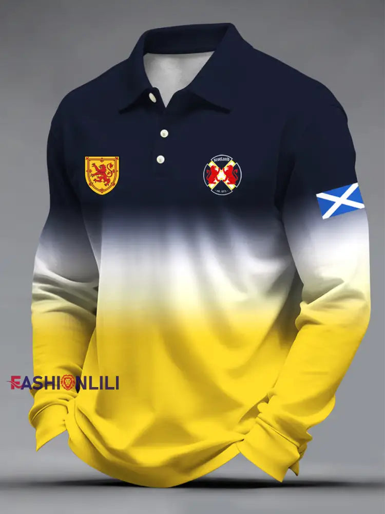 Men’s UK Football Lover Scotland Printed long sleeve shirt As picture / S