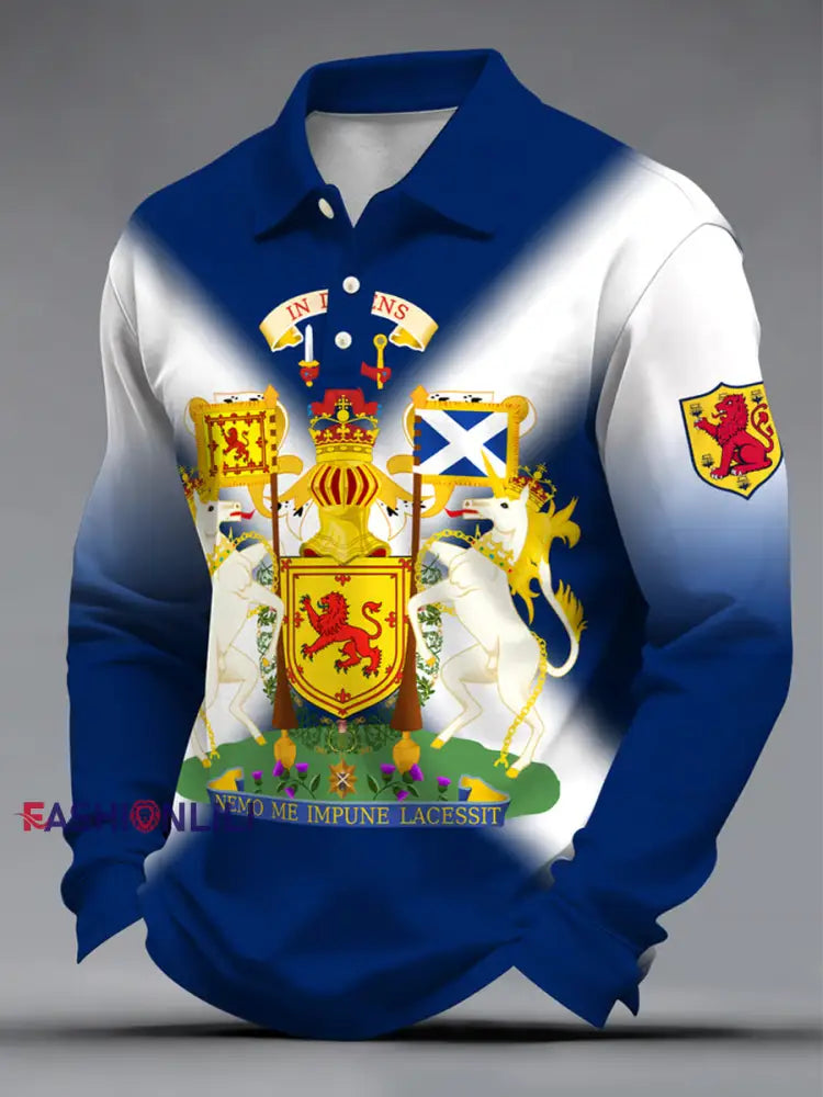 Men’s UK Football Lover Scotland Printed long sleeve shirt As picture / S