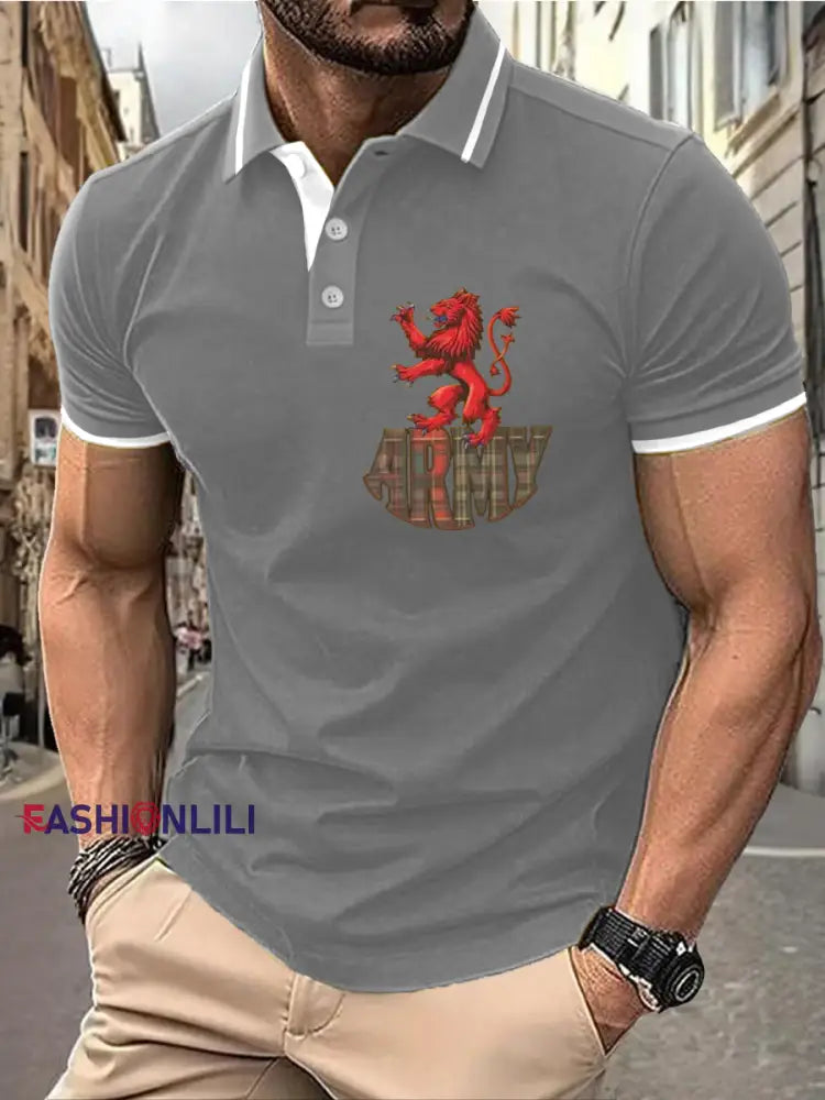 Men’s UK Football Lover Scotland Printed polo shirt Gray / S