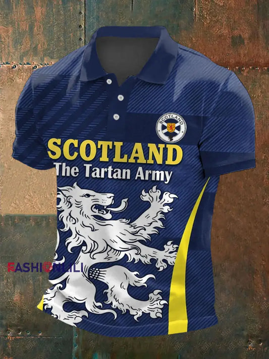 Men’s UK Football Lover Scotland Printed polo shirt Navy Blue / S