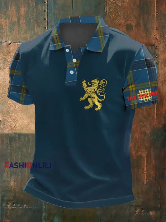 Men’s UK Football Lover Scotland Printed polo shirt Navy Blue / S