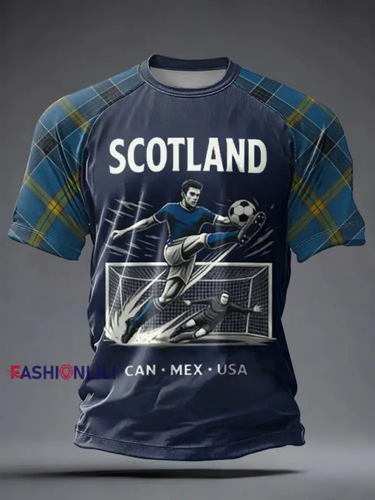 Men’s UK Football Lover Scotland Printed short sleeve t-shirt Navy Blue / S