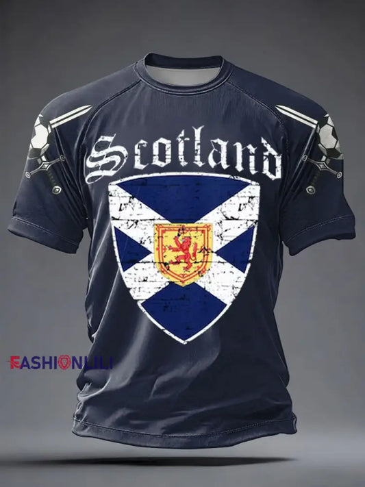Men’s UK Football Lover Scotland Printed short sleeve t-shirt Navy Blue / S
